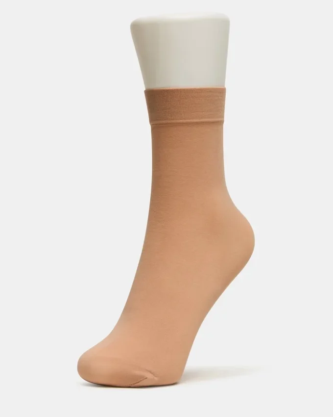 2 Flower Pack Sheer Anklet Socks Vanilla