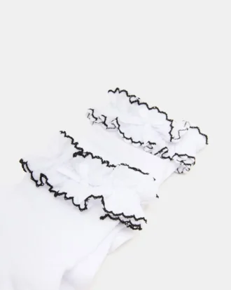 2 Pack Ava Ruffle Socks White