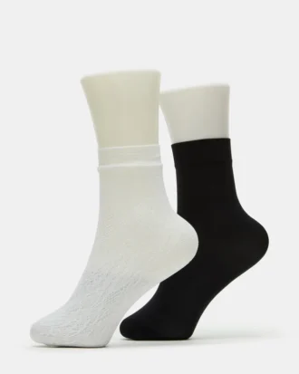 2 Pack Lace Anklet Socks White