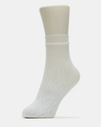 2 Pack Lace Anklet Socks White