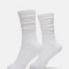 2 Pack Rib Slouch Socks White