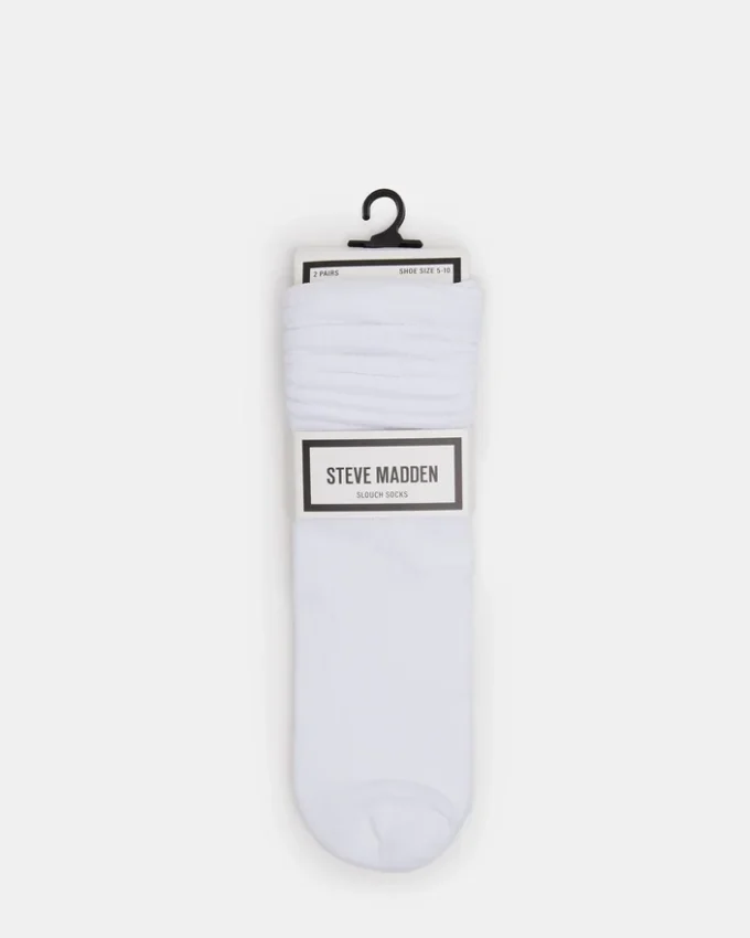 2 Pack Rib Slouch Socks White