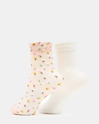 2 Wildflower Pack Tulle Socks Blush