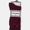 3 Pack Folly Velvet Bow Rib Crew Socks Cherry