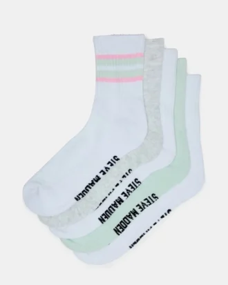 5 Pack Striped Socks White Multi