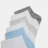 6 Pack Peyton Ribbed Quarter Socks White Multi
