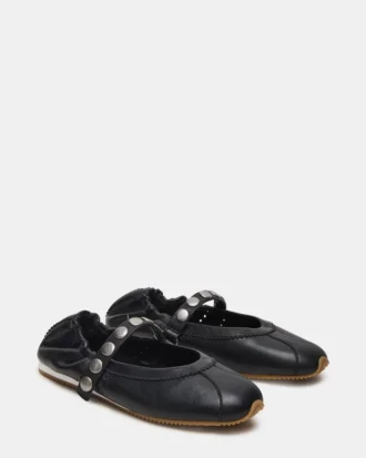 Anaya Black Leather Studs