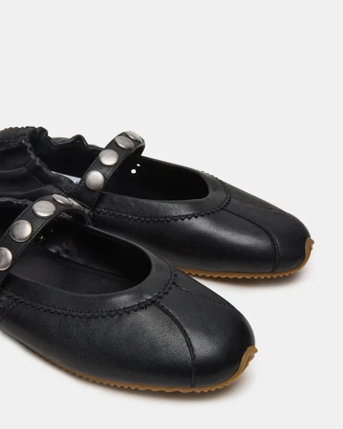 Anaya Black Leather Studs