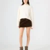 Aviva Faux Fur Skirt Dark Espresso