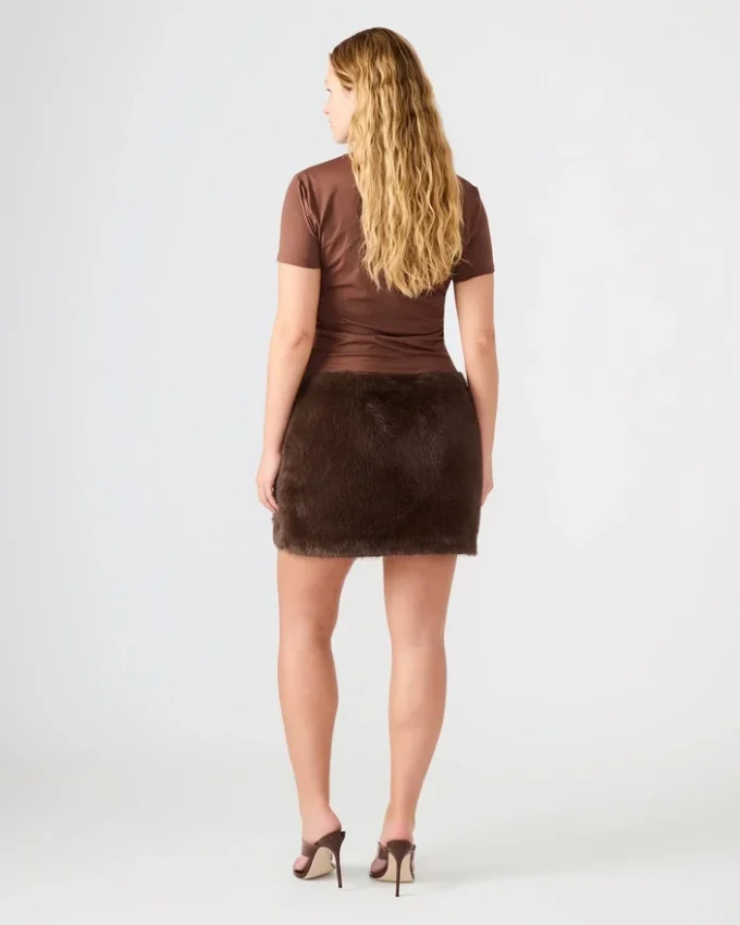 Aviva Faux Fur Skirt Dark Espresso