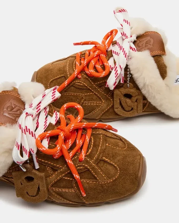 Aziel Mule Faux Fur Chestnut Suede