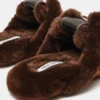 Aziel Mule Faux Fur Chocolate Brown Suede