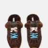 Aziel Mule Faux Fur Chocolate Brown Suede