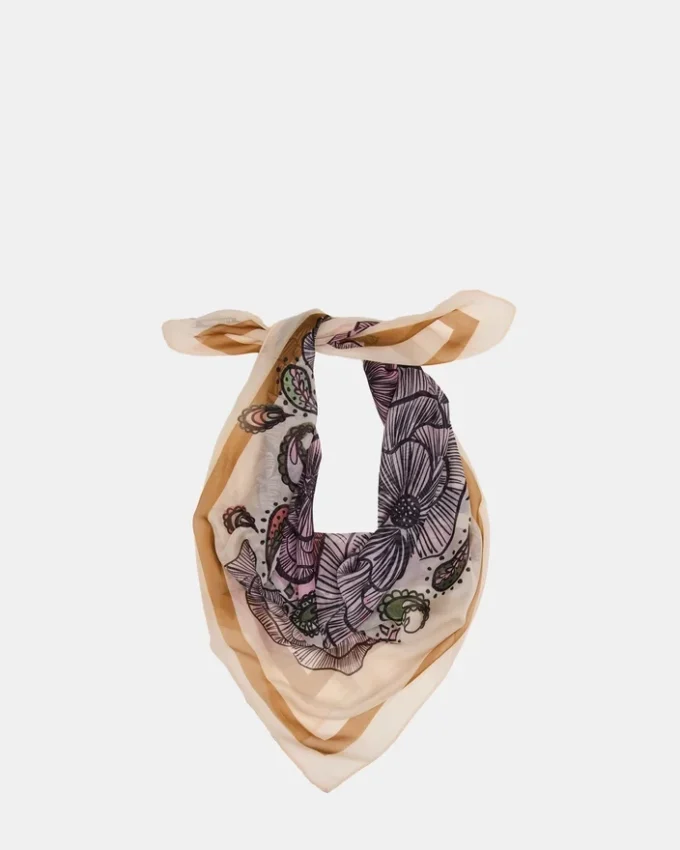 Boho Floral Square Scarf Ivory