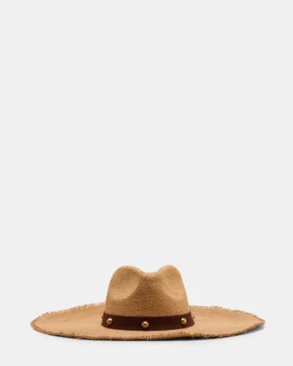 Boho Glam Studs Straw Hat Tan