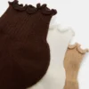 Cheer 3 Pack Lettuce Edge Socks Brown