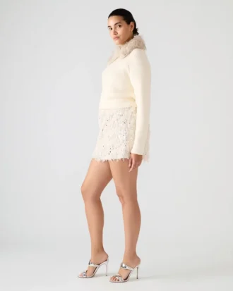 Cindi Feather Skirt Ivory