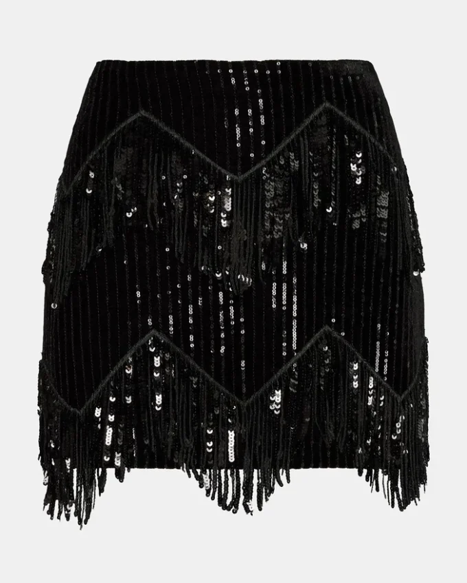 Cindi Sequin Skirt Black