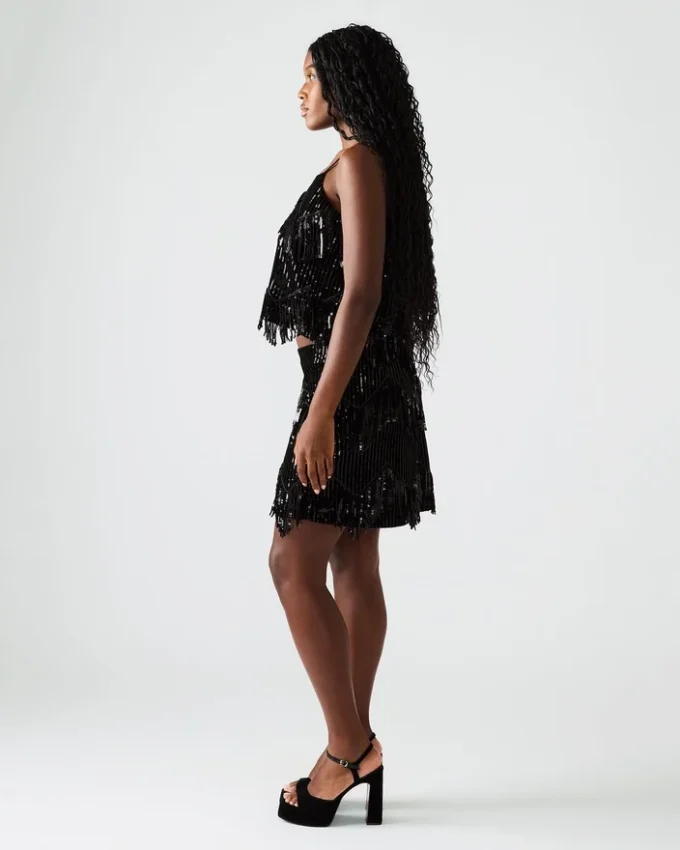 Cindi Sequin Skirt Black