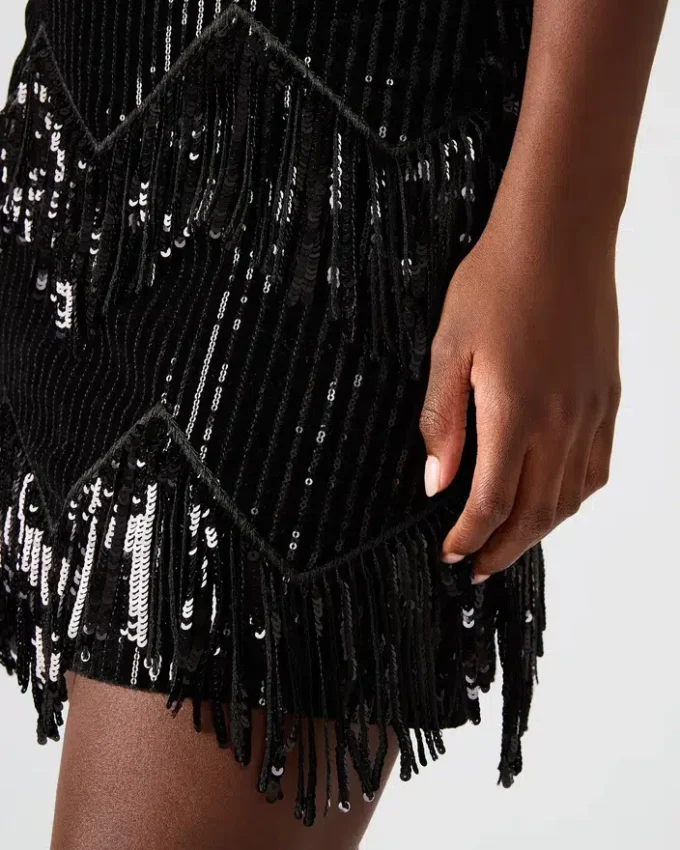 Cindi Sequin Skirt Black