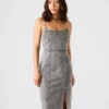 Embellished Giselle Denim Dress Fog