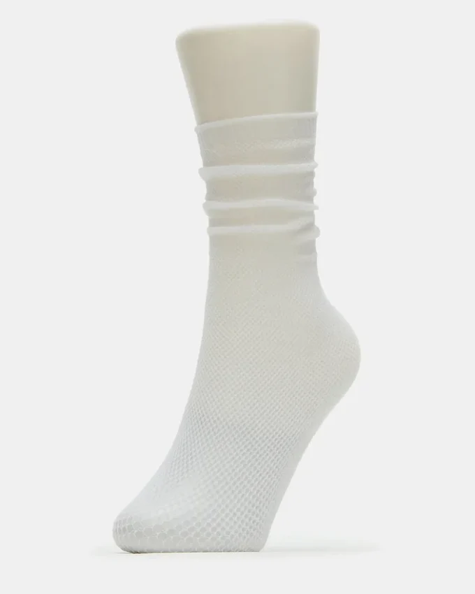 Fishnet Slouchy Crew Socks White