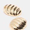 Grooved Circular Stud Earrings Gold