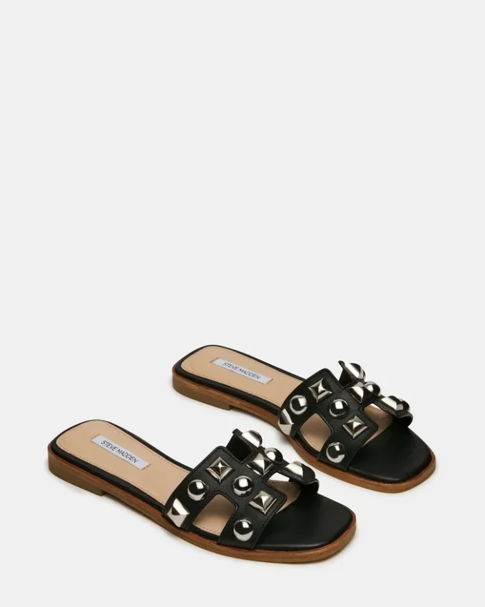 Hadyn Studs Black Leather