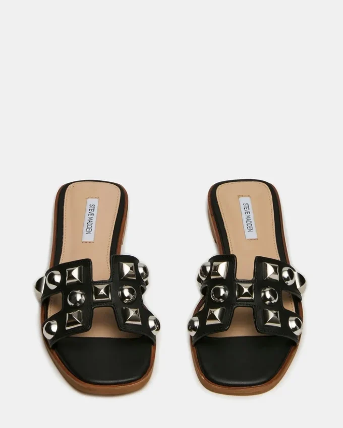 Hadyn Studs Black Leather