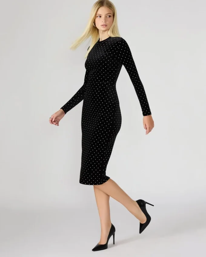 Hailee Studded Velvet Dress Black