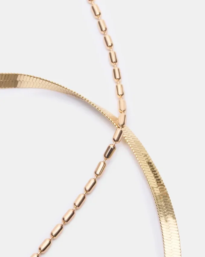 Herringbone Chain Anklet Set Gold