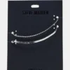 Herringbone Chain Anklet Set Silver