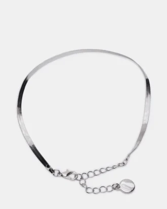 Herringbone Chain Anklet Set Silver