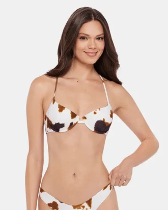 Hideout Bikini Top Cow Print