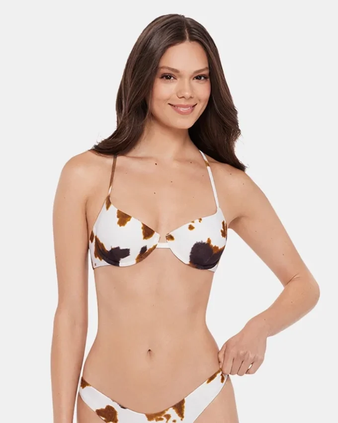 Hideout Bikini Top Cow Print