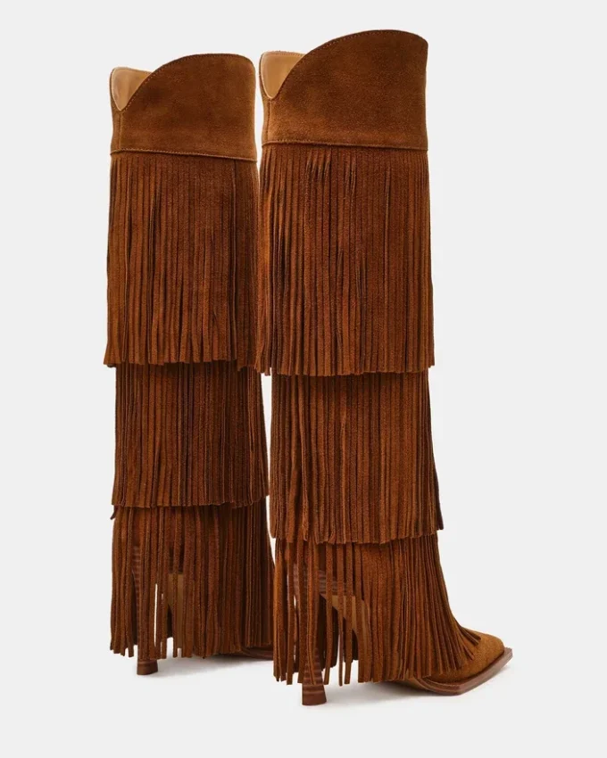 Kinzee Fringe Chestnut Suede