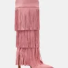 Kinzee Fringe Pink Suede