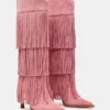 Kinzee Fringe Pink Suede