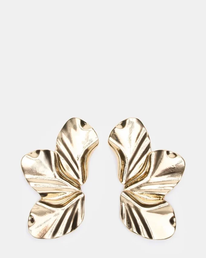 Large Flower Post Earrings Gold