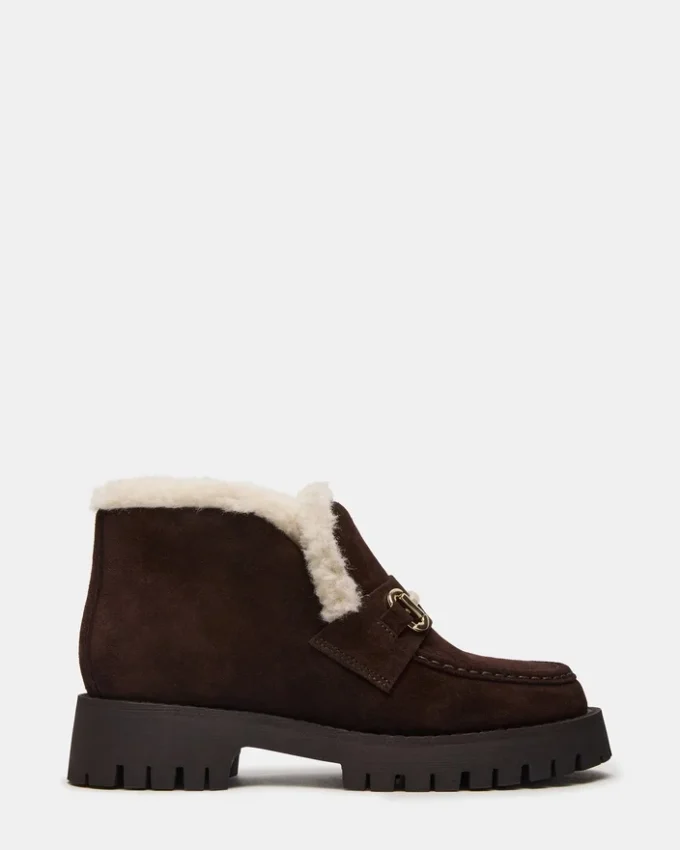 Leon Faux Fur Chocolate Brown Suede