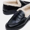Madison Faux Fur Black Leather
