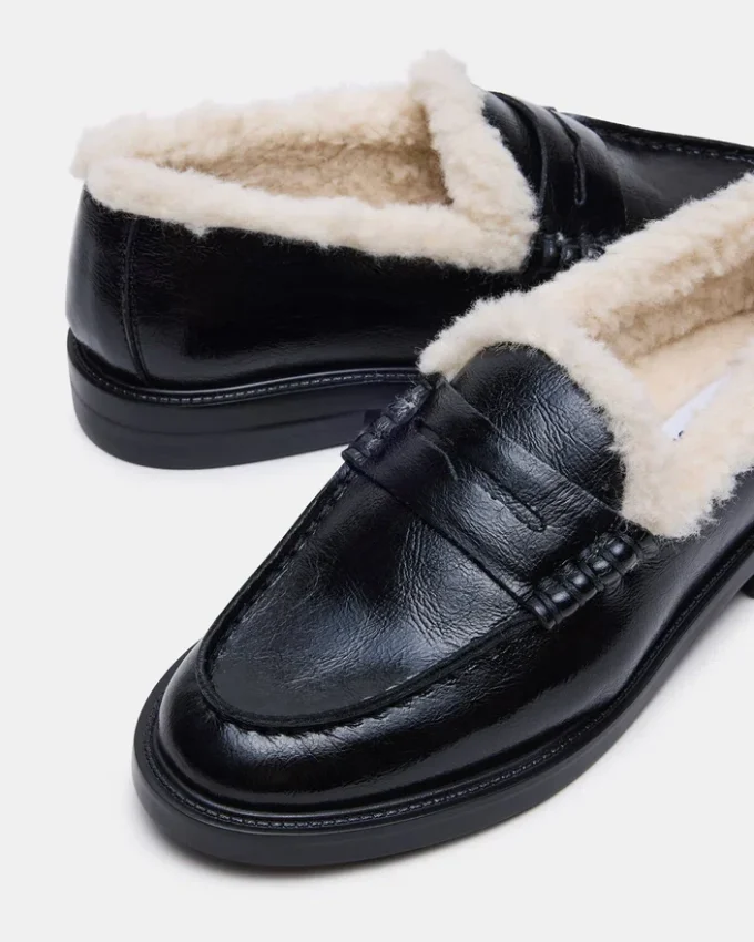 Madison Faux Fur Black Leather