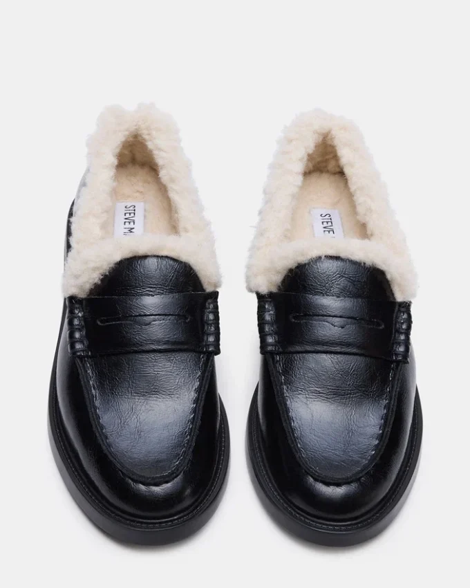 Madison Faux Fur Black Leather