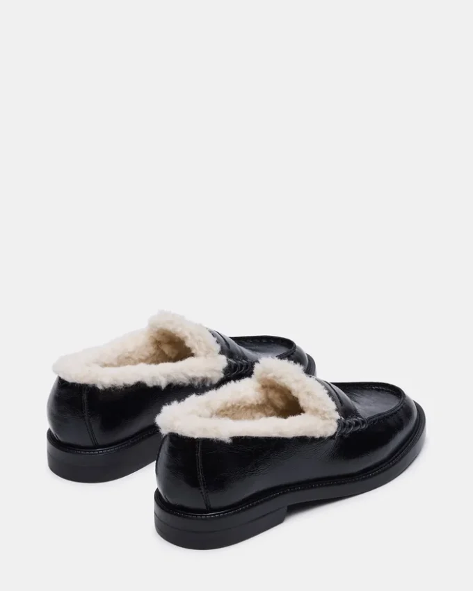 Madison Faux Fur Black Leather