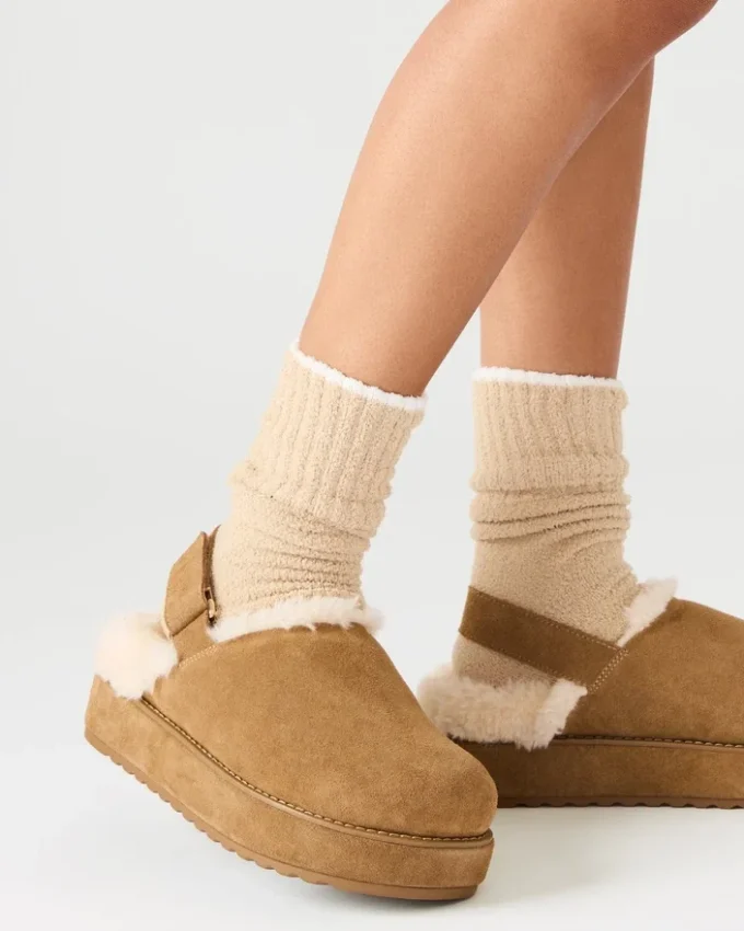 Mellow Faux Fur Cognac Suede