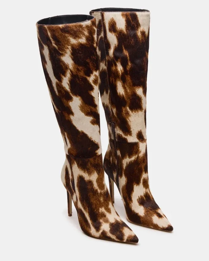 Nitro Brown Cow Print Wide Calf