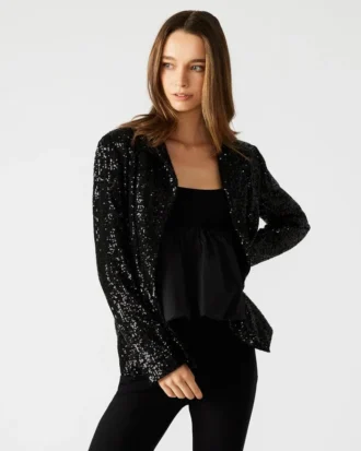 Payton Sequin Blazer Black