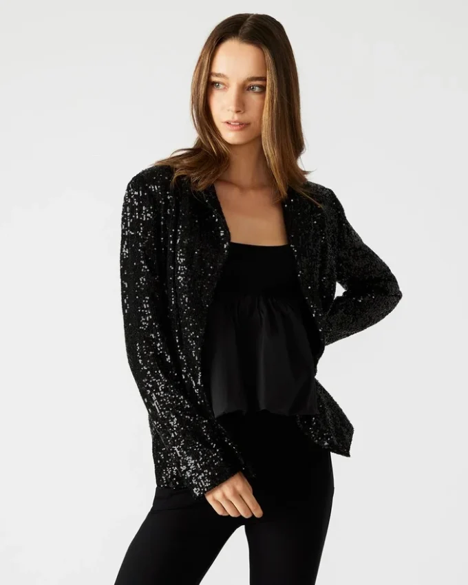 Payton Sequin Blazer Black