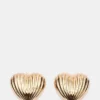 Ribbed Heart Earrings Gold