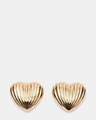 Ribbed Heart Earrings Gold